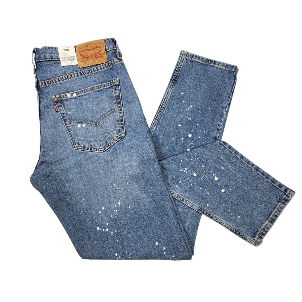 MSRP $79 Levi's 512 Slim Taper Jeans Men's 34x34 Paint Splatter Stretch Denim